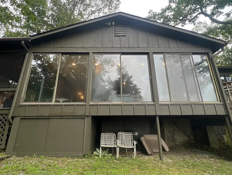 Brown aluminium patio doors need replacement